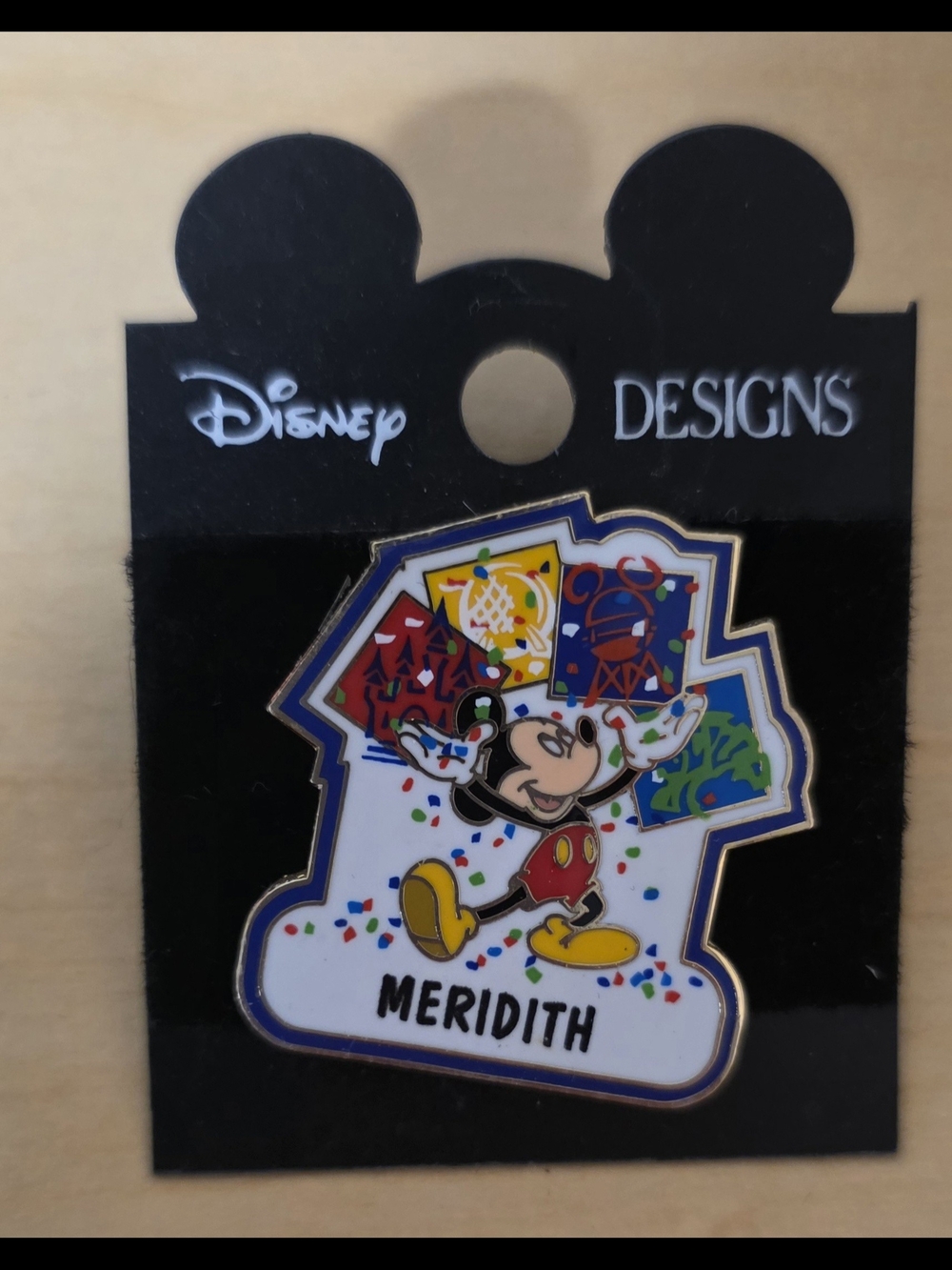 New Walt Disney World Name Pin *Meridith* WDW Mickey, Minnie, Donald